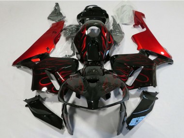 2005-2006 Honda CBR600RR Motorcycle Fairing - Glossy Black Red Flame Canada for Sale