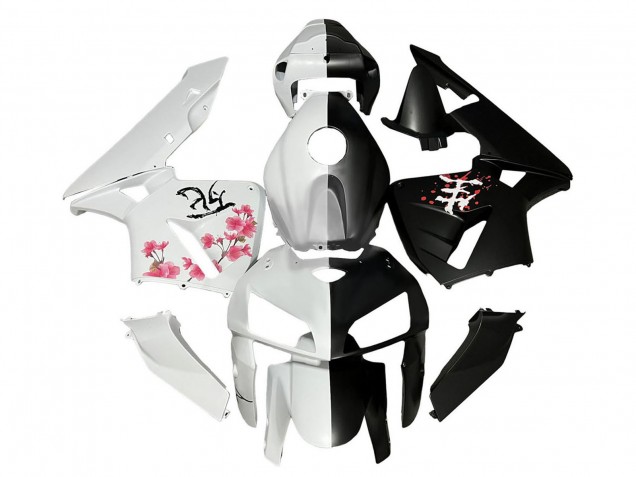 2005-2006 Honda CBR600RR Motorcycle Fairings - Black White with Cherry Blossom Canada for Sale