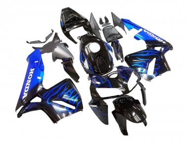 2005-2006 Honda CBR600RR Motorcycle Fairing - Glossy Black Blue Flame Canada for Sale