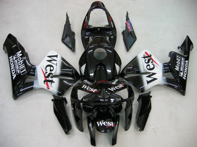 2005-2006 Honda CBR600RR Motorcycle Fairings - Glossy Black White West Canada for Sale