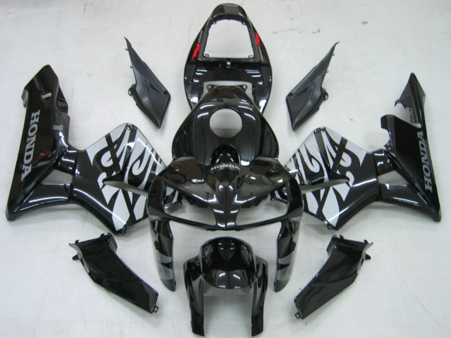 2005-2006 Honda CBR600RR Motorcycle Fairings - Glossy Black Grey Flame Canada for Sale