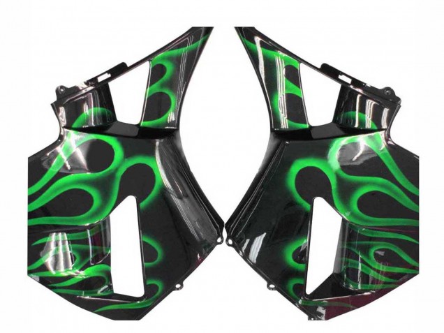2005-2006 Honda CBR600RR Motorcycle Fairings - Glossy Black Green Flame Canada for Sale