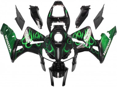 2005-2006 Honda CBR600RR Motorcycle Fairings - Glossy Black Green Flame Canada for Sale