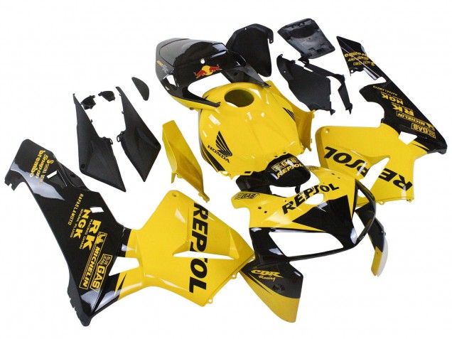 2005-2006 Honda CBR600RR Motorcycle Fairings - Yellow Black Repsol Canada for Sale