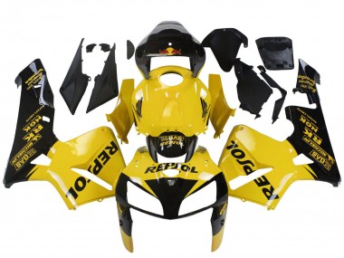 2005-2006 Honda CBR600RR Motorcycle Fairings - Yellow Black Repsol Canada for Sale