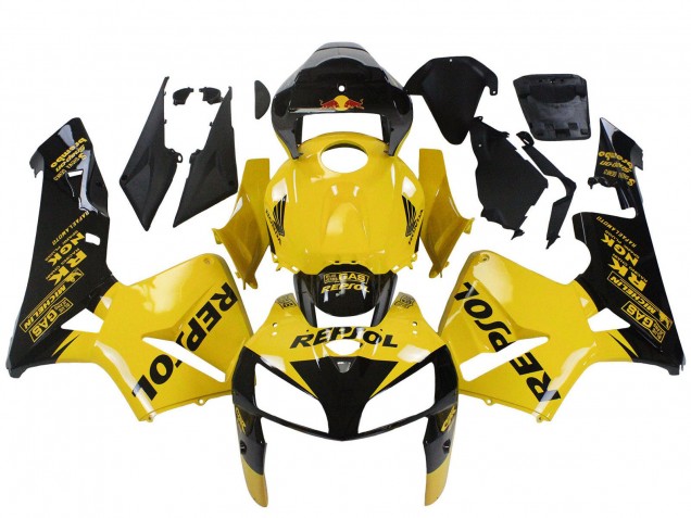 2005-2006 Honda CBR600RR Motorcycle Fairings - Yellow Black Repsol Canada for Sale