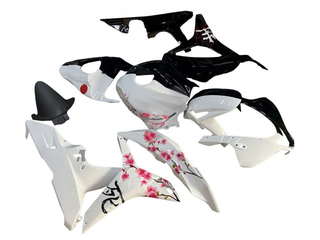 2007-2008 Honda CBR600RR Motorcycle Fairings - White Cherry Blossom Glossy Black Split Canada for Sale