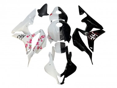 2007-2008 Honda CBR600RR Motorcycle Fairings - White Cherry Blossom Glossy Black Split Canada for Sale