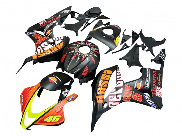 2007-2008 Honda CBR600RR Motorcycle Fairings - Matte Black Orange Red Rossi Repsol 46 Canada for Sale