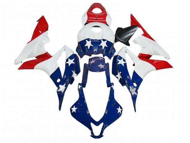 2007-2008 Honda CBR600RR Motorcycle Fairings - White Blue Red Star Canada for Sale