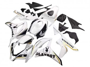 2007-2008 Honda CBR600RR Motorcycle Fairing - White Gold Glossy Black Playboy Canada for Sale
