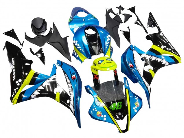 2007-2008 Honda CBR600RR Motorcycle Fairings - Green Yellow Glossy Black Shark 46 Canada for Sale
