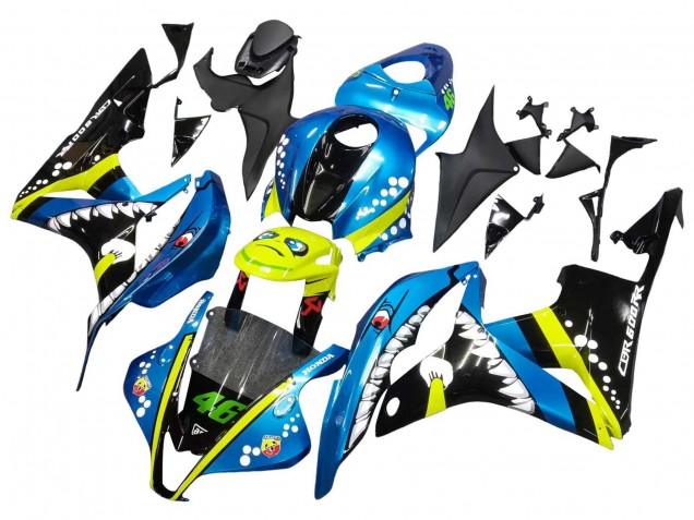 2007-2008 Honda CBR600RR Motorcycle Fairings - Green Yellow Glossy Black Shark 46 Canada for Sale