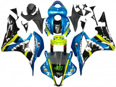 2007-2008 Honda CBR600RR Motorcycle Fairings - Green Yellow Glossy Black Shark 46 Canada for Sale