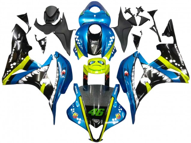 2007-2008 Honda CBR600RR Motorcycle Fairings - Green Yellow Glossy Black Shark 46 Canada for Sale
