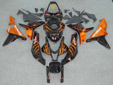 2007-2008 Honda CBR600RR Motorcycle Fairings - Glossy Black Orange Flame Canada for Sale