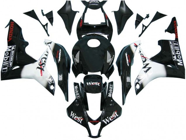 2007-2008 Honda CBR600RR Motorcycle Fairings - Glossy Black White West Canada for Sale