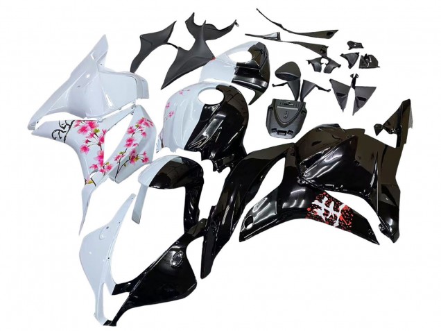 2009-2012 Honda CBR600RR Motorcycle Fairings - White Cherry Blossom Glossy Black Canada for Sale