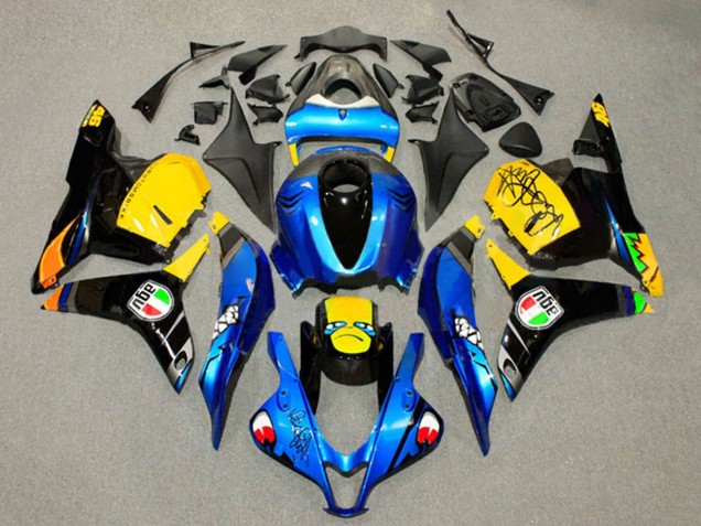 2009-2012 Honda CBR600RR Motorcycle Fairings - Blue Yellow Glossy Black Shark 46 Canada for Sale