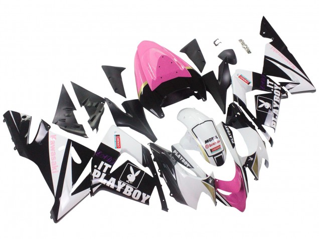 2004-2005 Kawasaki ZX10R Motorcycle Fairings - Black Pink White Playboy Motul Canada for Sale