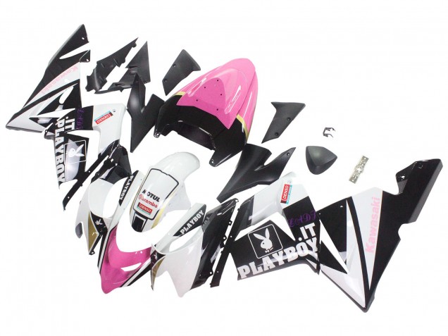 2004-2005 Kawasaki ZX10R Motorcycle Fairings - Black Pink White Playboy Motul Canada for Sale