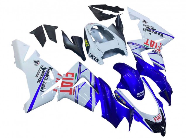 2004-2005 Kawasaki ZX10R Motorcycle Fairings - Glossy Blue White Fiat Motul Canada for Sale