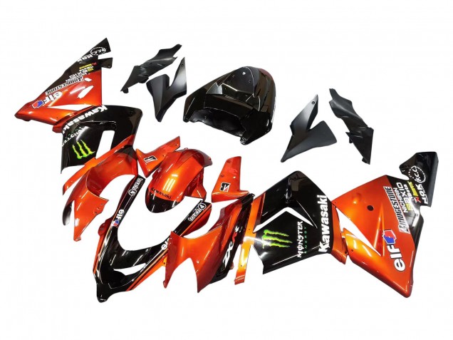 2004-2005 Kawasaki ZX10R Motorcycle Fairings - Burnt Orange Black Monster Elf Canada for Sale