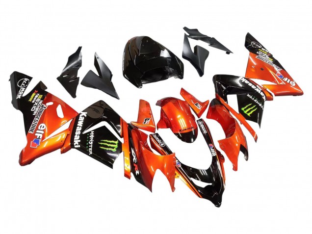2004-2005 Kawasaki ZX10R Motorcycle Fairings - Burnt Orange Black Monster Elf Canada for Sale