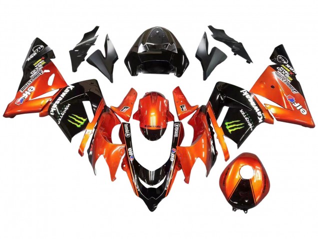 2004-2005 Kawasaki ZX10R Motorcycle Fairings - Burnt Orange Black Monster Elf Canada for Sale