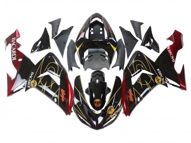 2006-2007 Kawasaki ZX10R Motorcycle Fairings - Black Red Gold BACARDI Canada for Sale