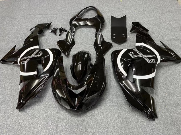 2006-2007 Kawasaki ZX10R Motorcycle Fairings - Glossy Black White Circle Canada for Sale