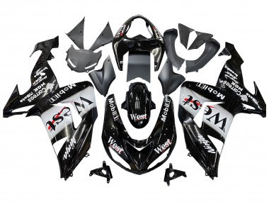 2006-2007 Kawasaki ZX10R Motorcycle Fairings - Glossy Black White West Canada for Sale