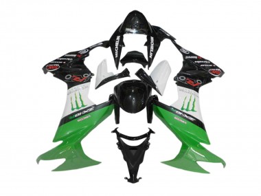 2008-2010 Kawasaki ZX10R Motorcycle Fairings - Glossy Black White Green Monster Canada for Sale
