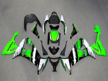 2008-2010 Kawasaki ZX10R Motorcycle Fairings - White Green Glossy Black Flame Canada for Sale
