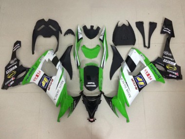 2008-2010 Kawasaki ZX10R Motorcycle Fairings - White Green Glossy Black Motul Neos Banca Petas Canada for Sale