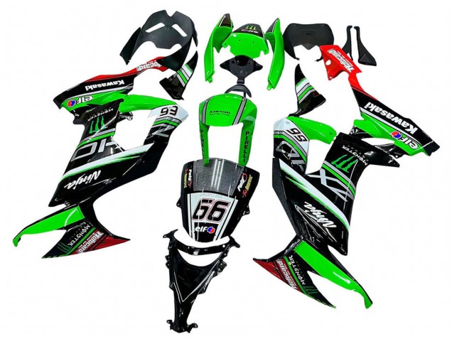 2008-2010 Kawasaki ZX10R Motorcycle Fairings - Green White Red Black Monster Elf 66 Canada for Sale