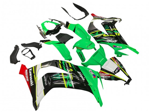 2011-2015 Kawasaki ZX10R Motorcycle Fairings - Green Yellow Black White Elf Monster Canada for Sale