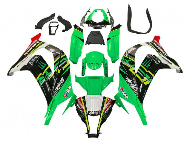 2011-2015 Kawasaki ZX10R Motorcycle Fairings - Green Yellow Black White Elf Monster Canada for Sale