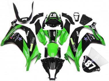 2011-2015 Kawasaki ZX10R Motorcycle Fairings - Green Glossy Black Blue Star Team Green 87 Canada for Sale