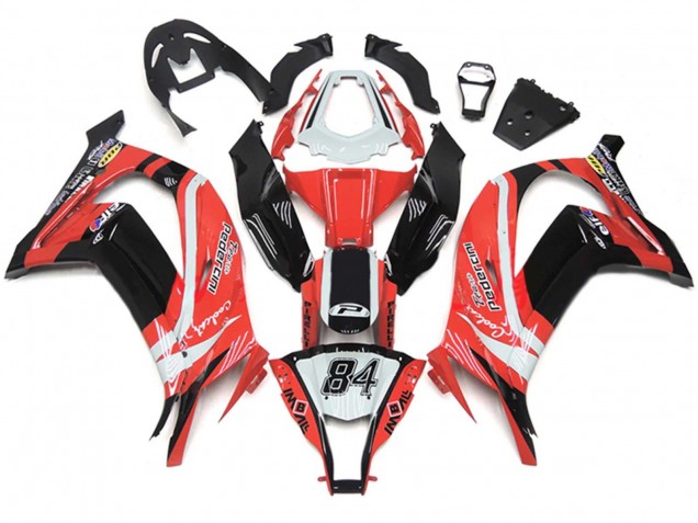 2011-2015 Kawasaki ZX10R Motorcycle Fairings - White Red Glossy Black Pedercini 84 Canada for Sale