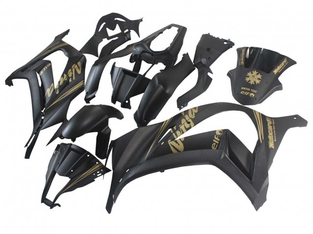 2011-2015 Kawasaki ZX10R Motorcycle Fairings - Matte Black Gold Snow Elf Canada for Sale