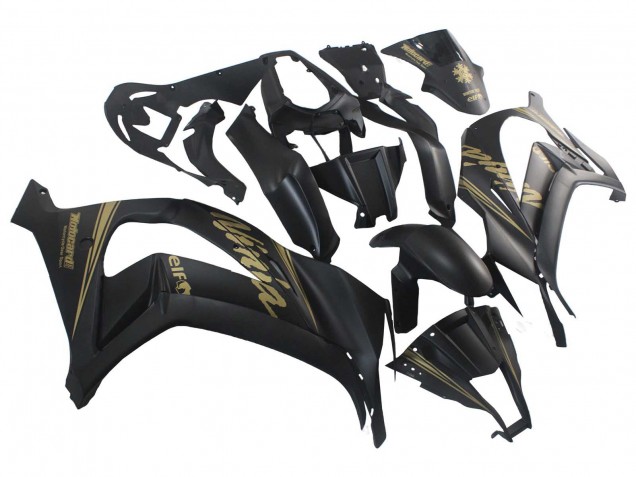 2011-2015 Kawasaki ZX10R Motorcycle Fairings - Matte Black Gold Snow Elf Canada for Sale