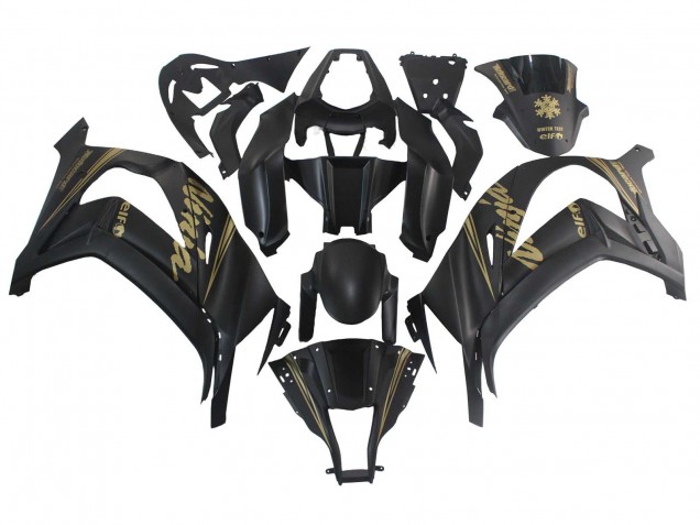 2011-2015 Kawasaki ZX10R Motorcycle Fairings - Matte Black Gold Snow Elf Canada for Sale