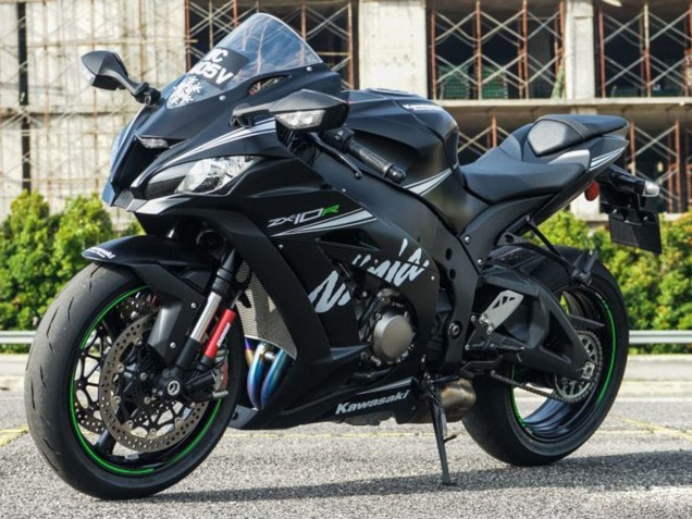2011-2015 Kawasaki ZX10R Motorcycle Fairings - Matte Black White Green Snow Decal Canada for Sale