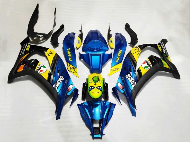 2011-2015 Kawasaki ZX10R Motorcycle Fairings - Blue Yellow Black Shark Canada for Sale