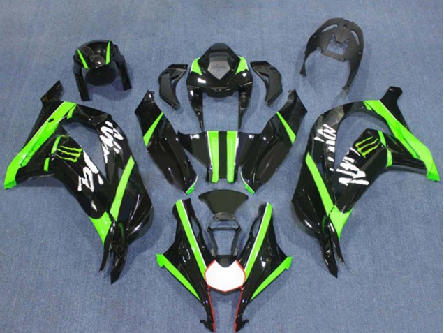 2016-2020 Kawasaki ZX10R Motorcycle Fairings - Glossy Black Green Monster Canada for Sale