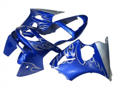 1998-1999 Kawasaki ZX6R Motorcycle Fairings - Blue Silver Flame Canada for Sale