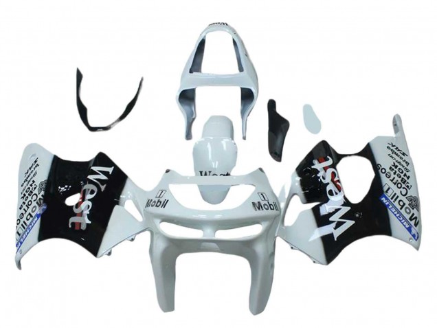 1998-1999 Kawasaki ZX6R Motorcycle Fairings - White Black West Mobil Canada for Sale
