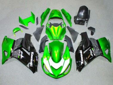 2006-2011 Kawasaki ZX14R ZZR1400 Motorcycle Fairings - Green White Glossy Black Canada for Sale