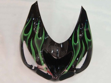 2006-2011 Kawasaki ZX14R ZZR1400 Motorcycle Fairing - Glossy Black Green Flame Canada for Sale